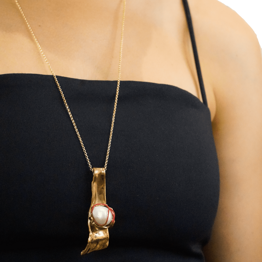 Collana Lace Perla-Rosso
