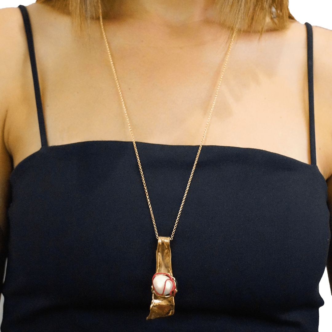 Collana Lace Perla-Rosso