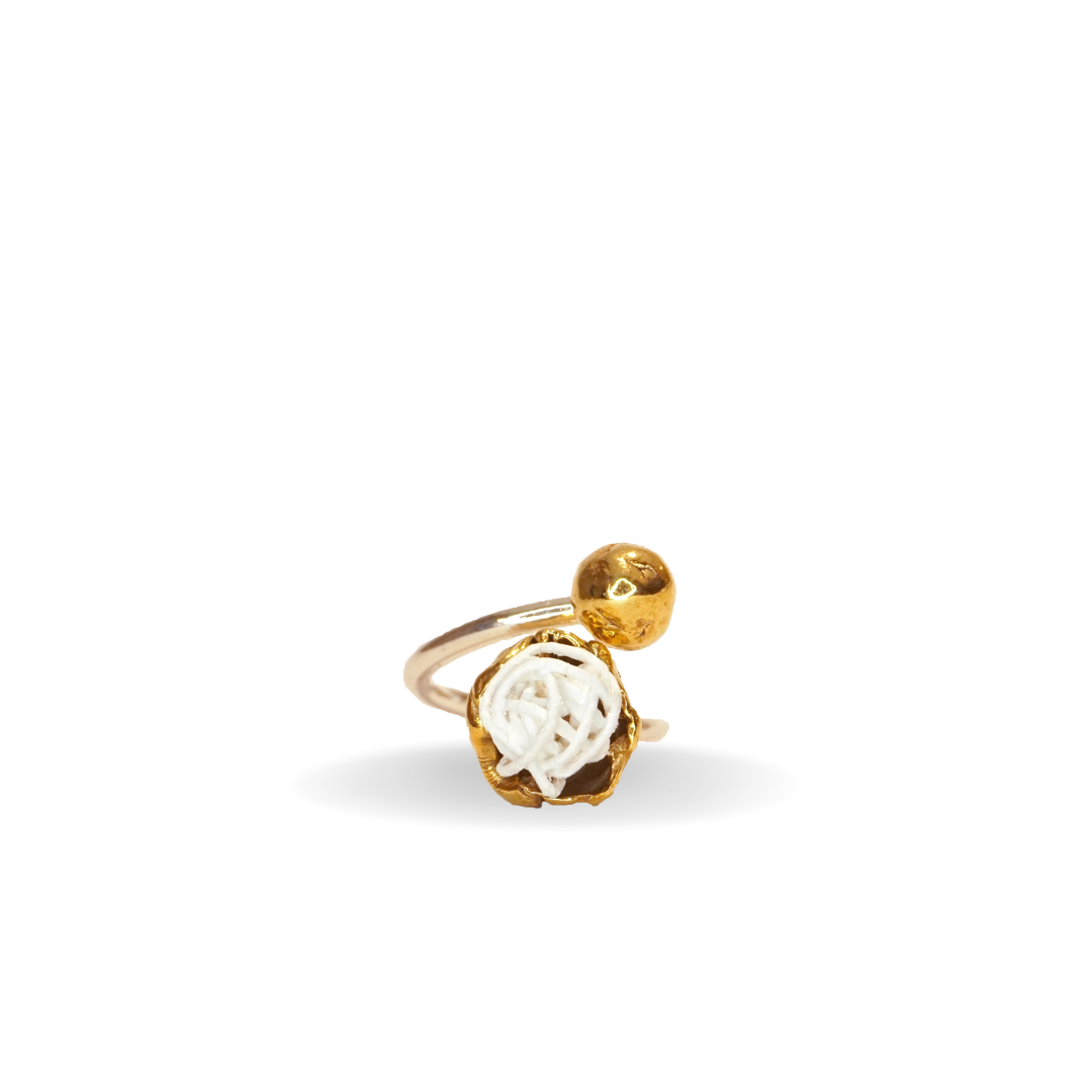 Anello Dedalus Doppia Sfera- Bianco