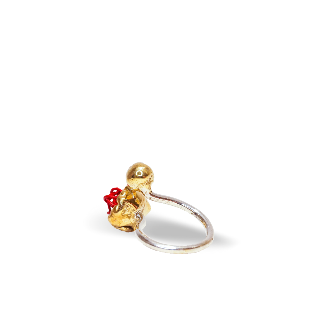 Anello Dedalus Doppia Sfera- Rosso