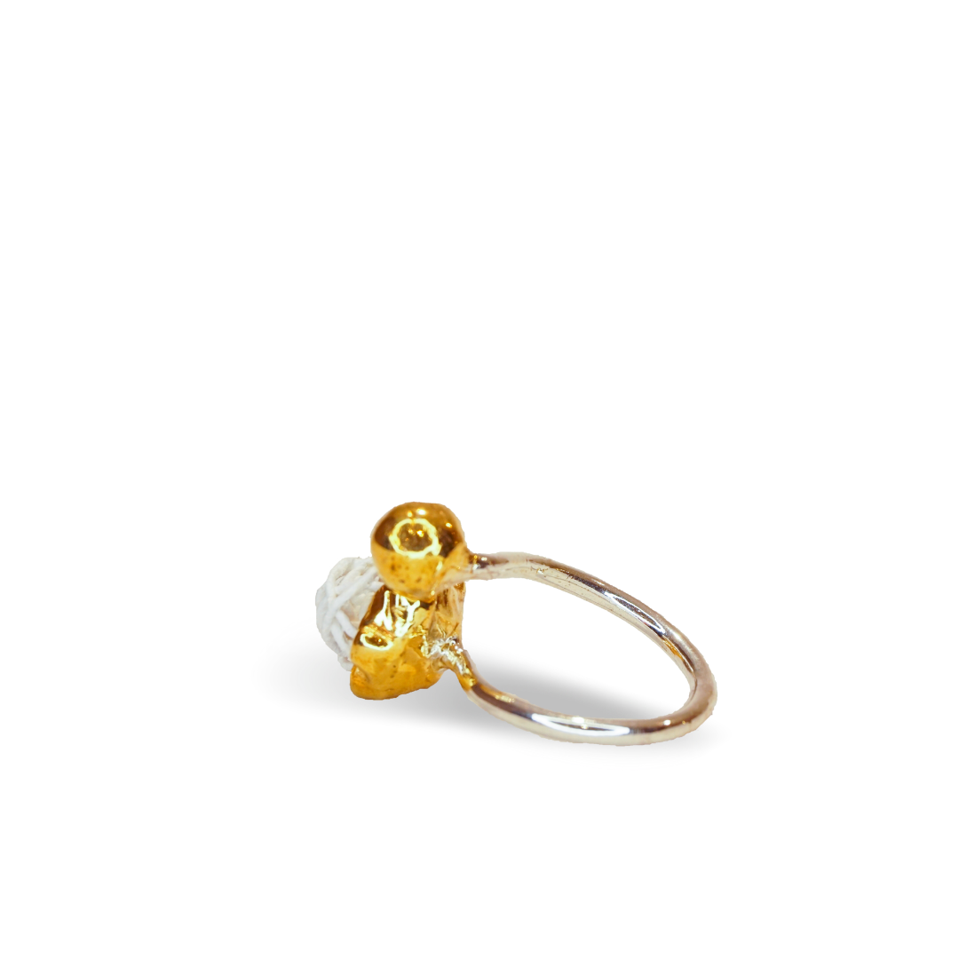 Anello Dedalus Doppia Sfera- Bianco