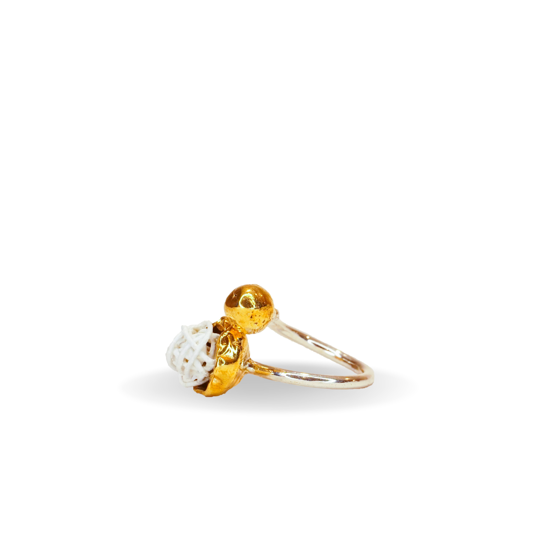 Anello Dedalus Doppia Sfera- Bianco