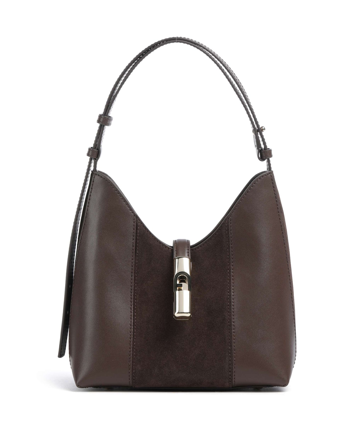 FURLA -  Borsa a spalla Goccia M suede - Toni Espresso