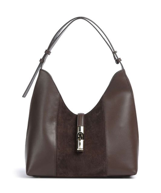 FURLA -  Borsa a spalla Goccia L suede - Toni Espresso