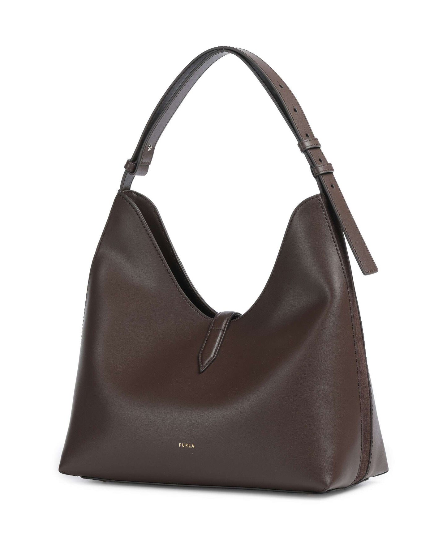 FURLA -  Borsa a spalla Goccia L suede - Toni Espresso