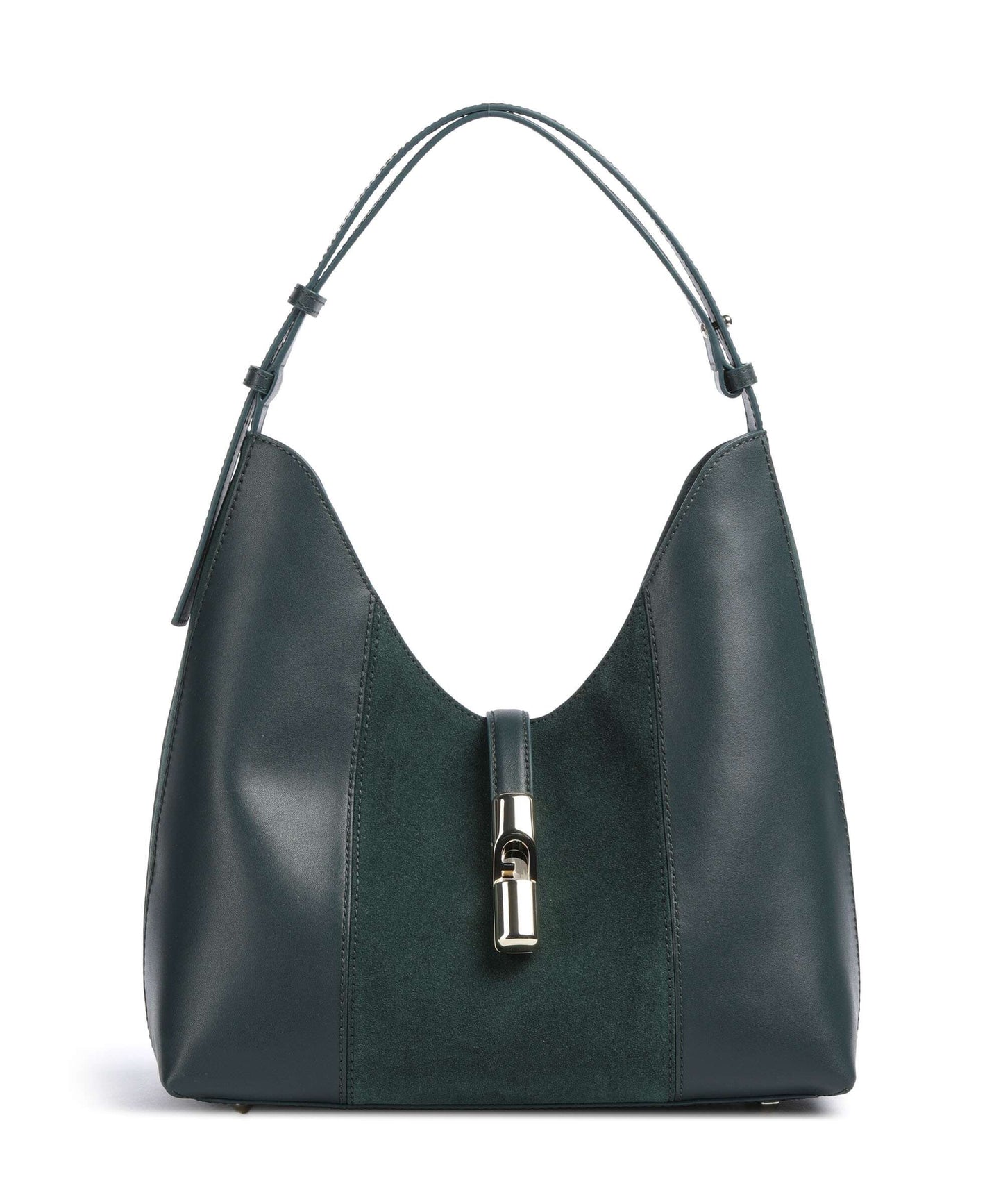 FURLA -  Borsa a spalla Goccia L suede - Dark Forest