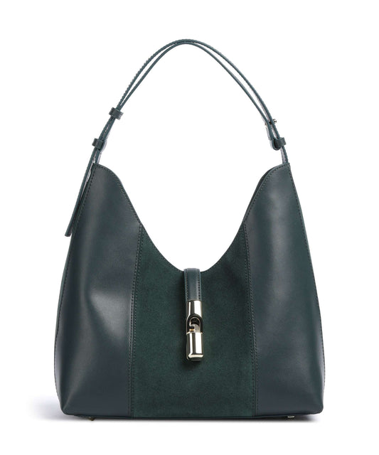 FURLA -  Borsa a spalla Goccia L suede - Dark Forest