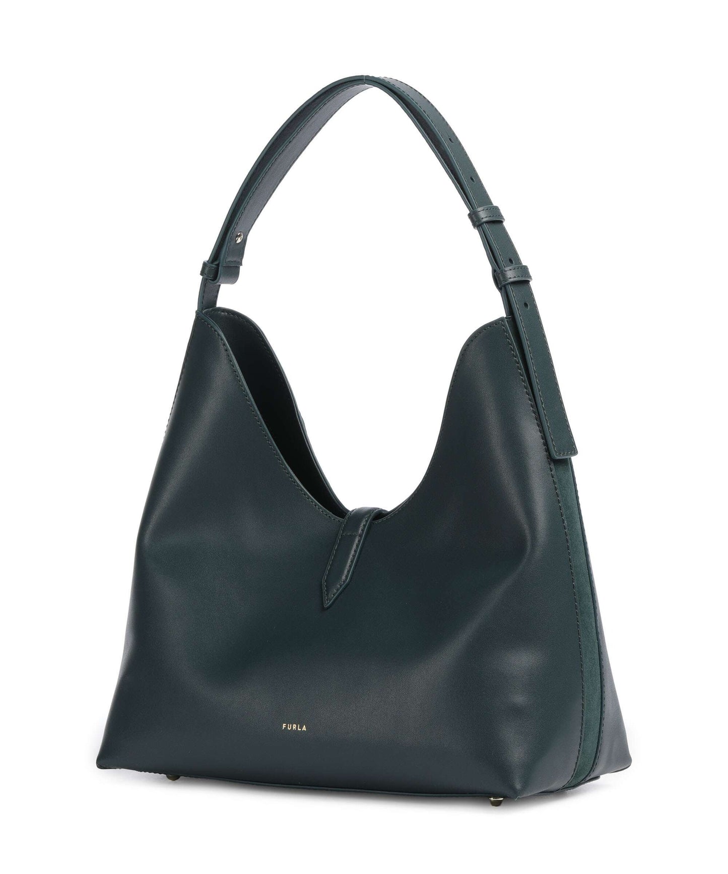 FURLA -  Borsa a spalla Goccia L suede - Dark Forest