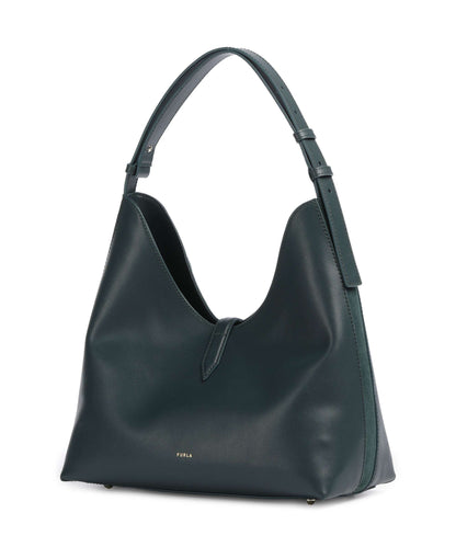 FURLA -  Borsa a spalla Goccia L suede - Dark Forest