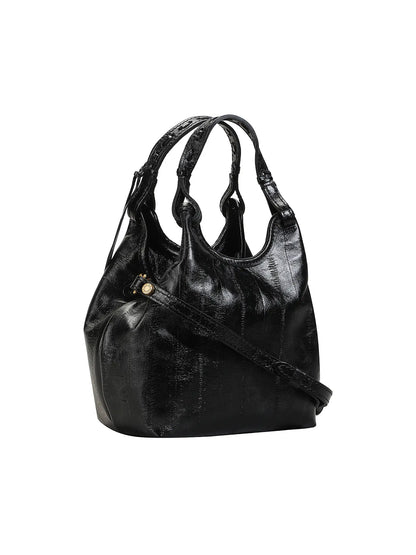 GIANNI CHIARINI - Borsa Dua Small pelle anguilla - Nero
