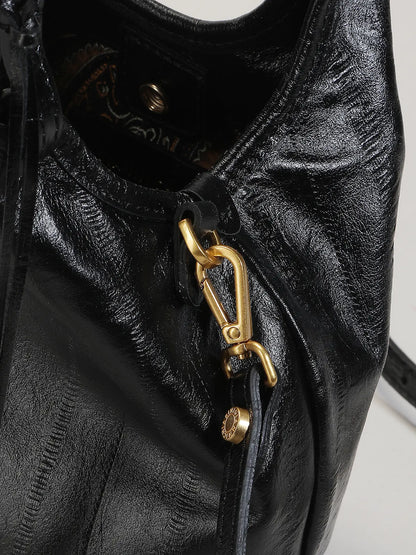 GIANNI CHIARINI - Borsa Dua Small pelle anguilla - Nero