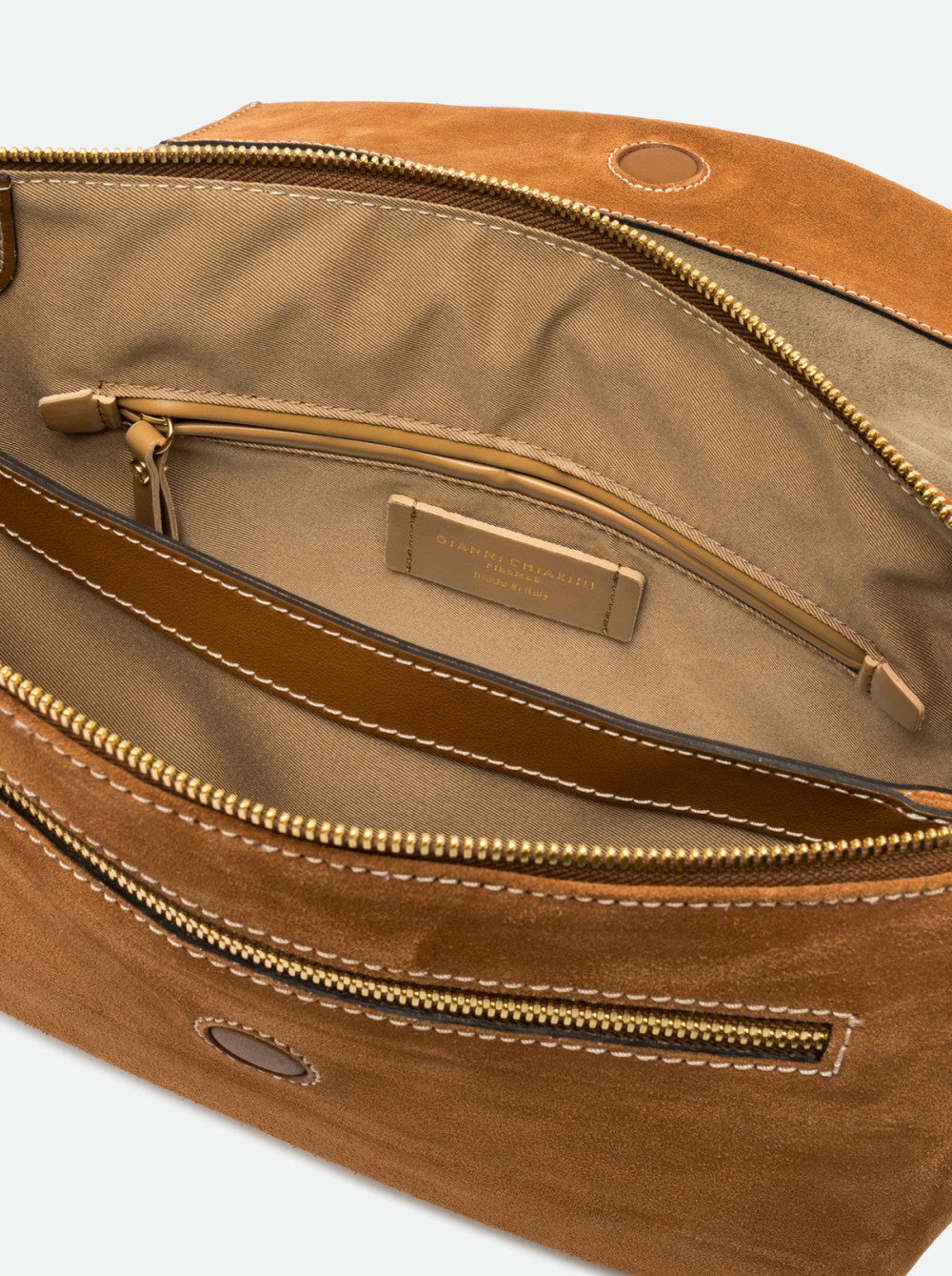 GIANNI CHIARINI - Borsa Three scamosciato - Cognac